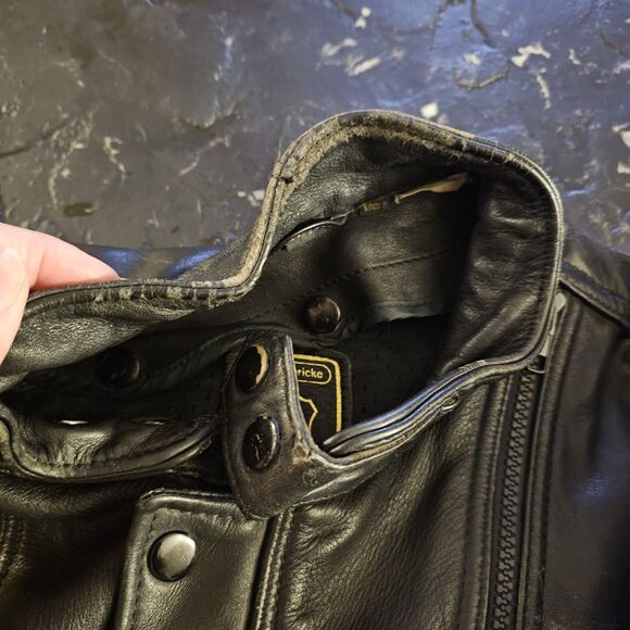 HEIN GERICKE Vtg Black Leather Jacket Mens S M 44 Motorcycle Biker Eagle Wolf - Picture 11 of 13